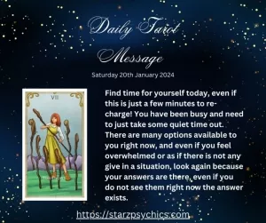 Daily Tarot Card Message Saturday January 20 2024