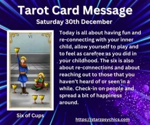 Tarot Card Message For Saturday Dec 30th