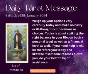 Daily Tarot Card Message Saturday January 13 2024