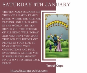 Tarot Card Message For Saturday January 6 2024 — Starz Psychics spiritual blog, psychic insights