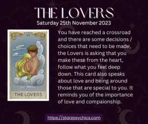 Daily Tarot Card  for Today Nov 25 -  The Lovers — Starz Psychics spiritual blog, psychic insights