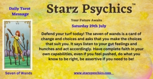 Daily Tarot Message - Seven of Wands — Starz Psychics spiritual blog, psychic insights