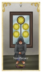 Tarot Card of the Day -  Five of Pentacles — Starz Psychics spiritual blog, psychic insights