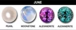 June Gems - Pearl, Alexandrite, Moonstone