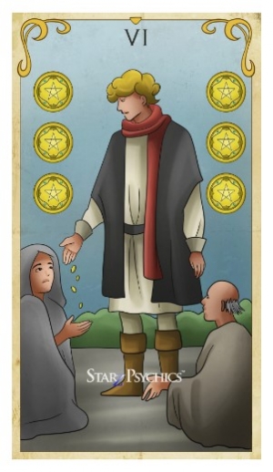 Tarot Card of the Day -  Six of Pentacles — Starz Psychics spiritual blog, psychic insights