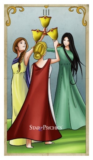 Tarot Card of the Day -  Three of Cups — Starz Psychics spiritual blog, psychic insights